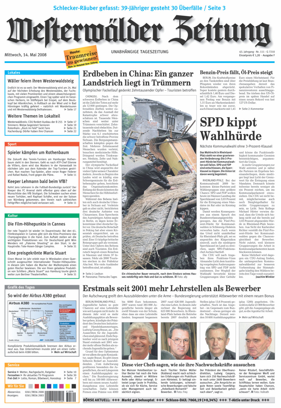Westerwälder Zeitung vom Mittwoch, 14.05.2008