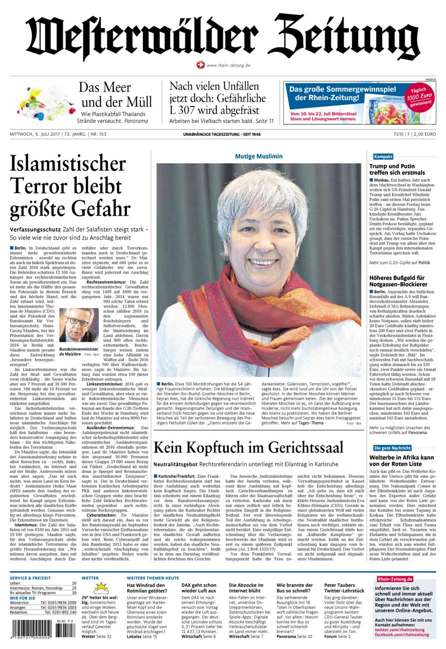 Westerwälder Zeitung vom Mittwoch, 05.07.2017
