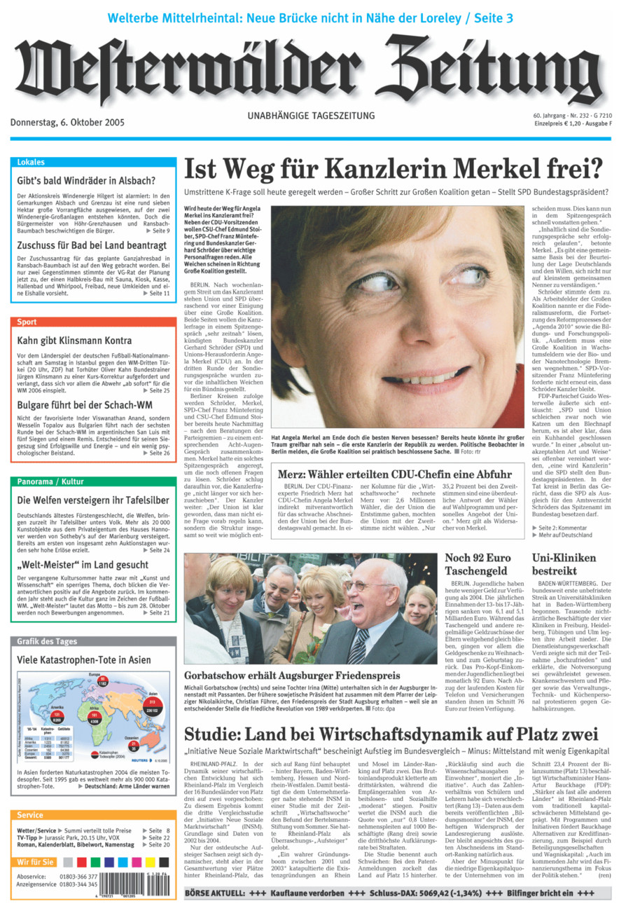 Westerwälder Zeitung vom Donnerstag, 06.10.2005