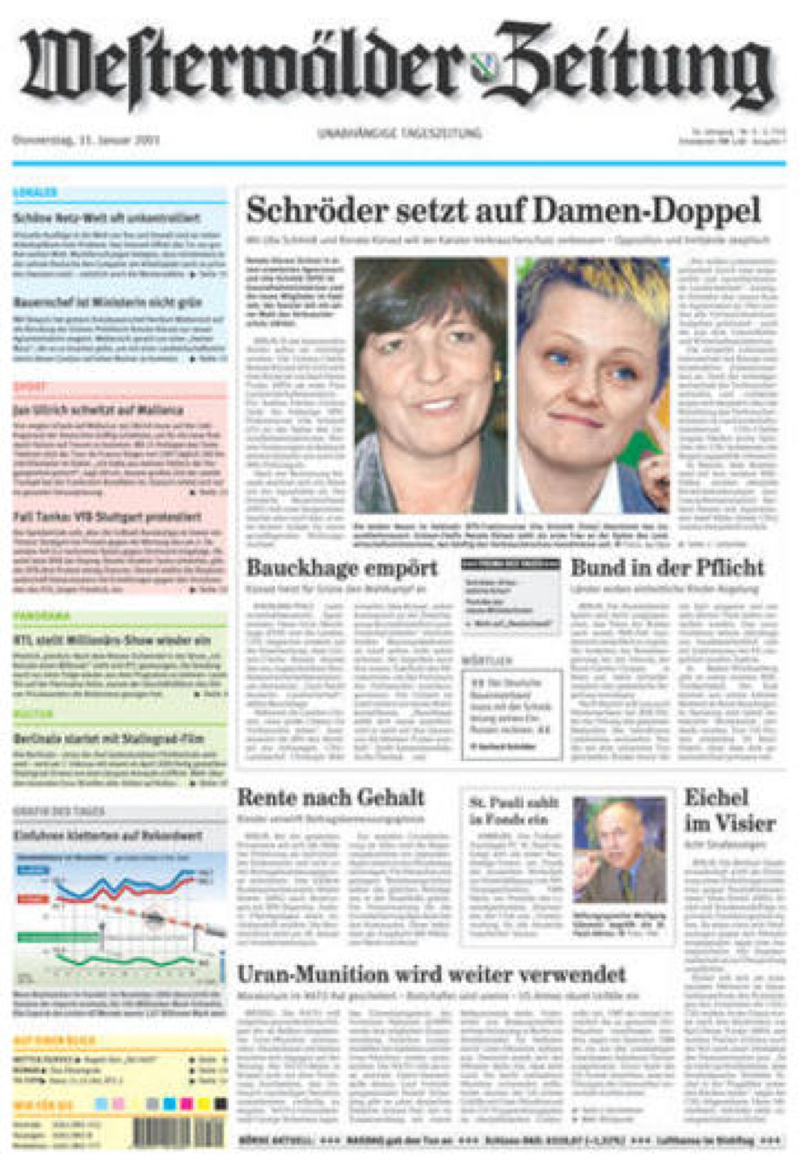 Westerwälder Zeitung vom Donnerstag, 11.01.2001