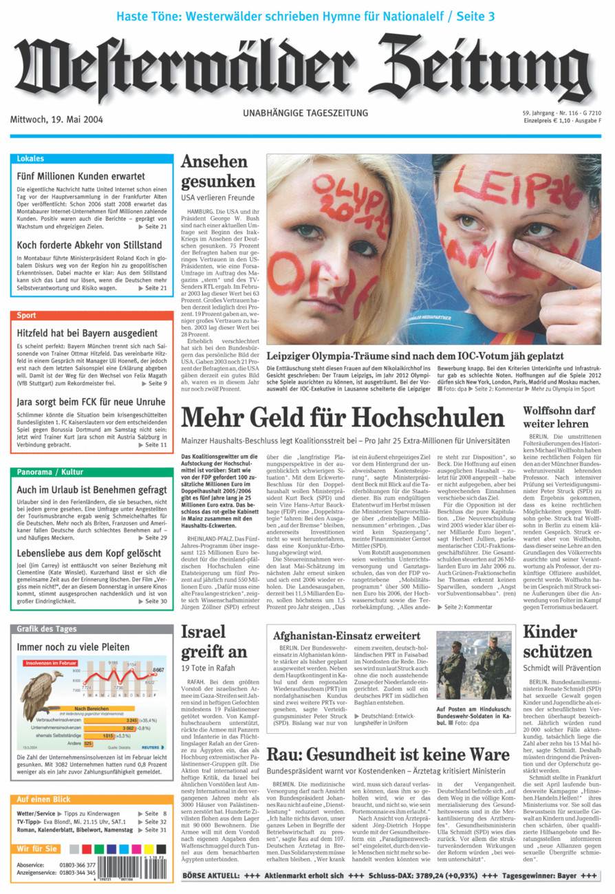 Westerwälder Zeitung vom Mittwoch, 19.05.2004