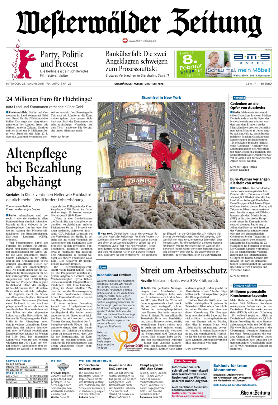 Westerwälder Zeitung vom Mittwoch, 28.01.2015
