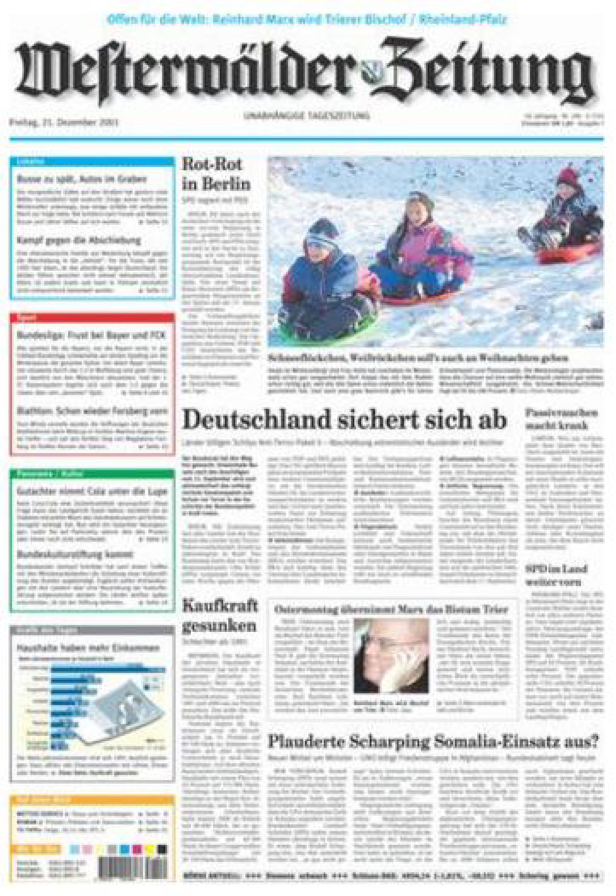 Westerwälder Zeitung vom Freitag, 21.12.2001