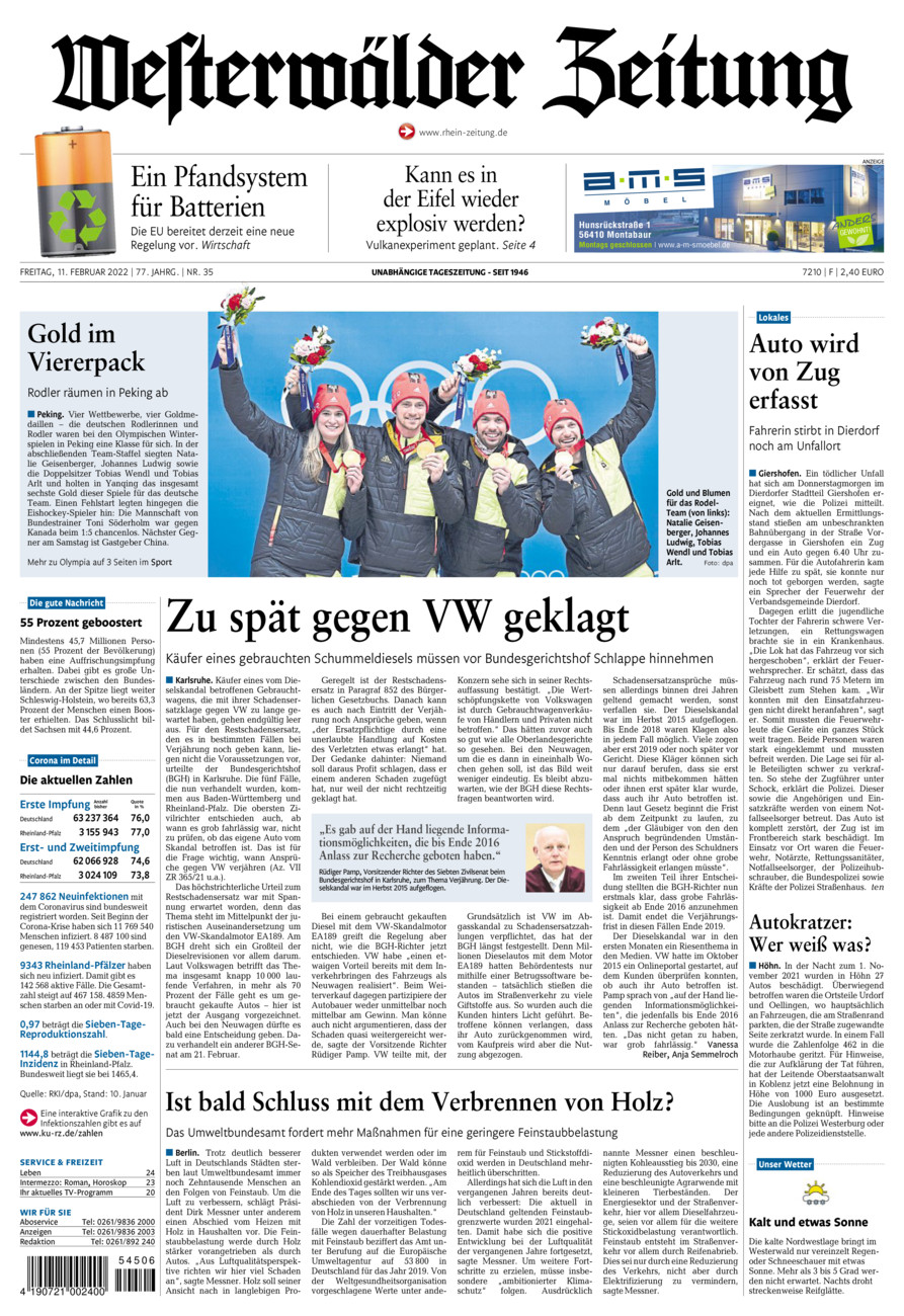 Westerwälder Zeitung vom Freitag, 11.02.2022