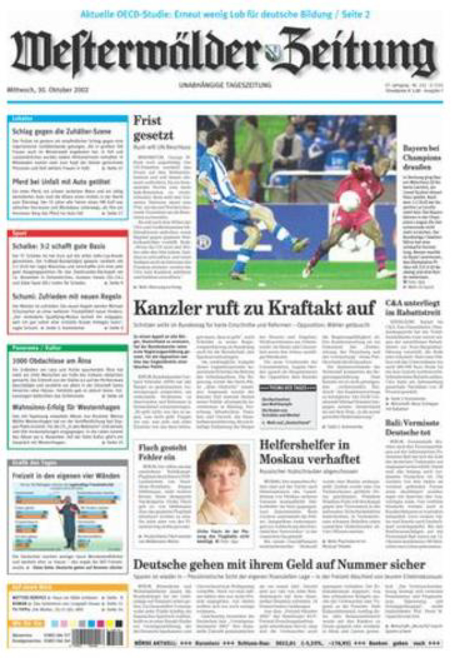 Westerwälder Zeitung vom Mittwoch, 30.10.2002