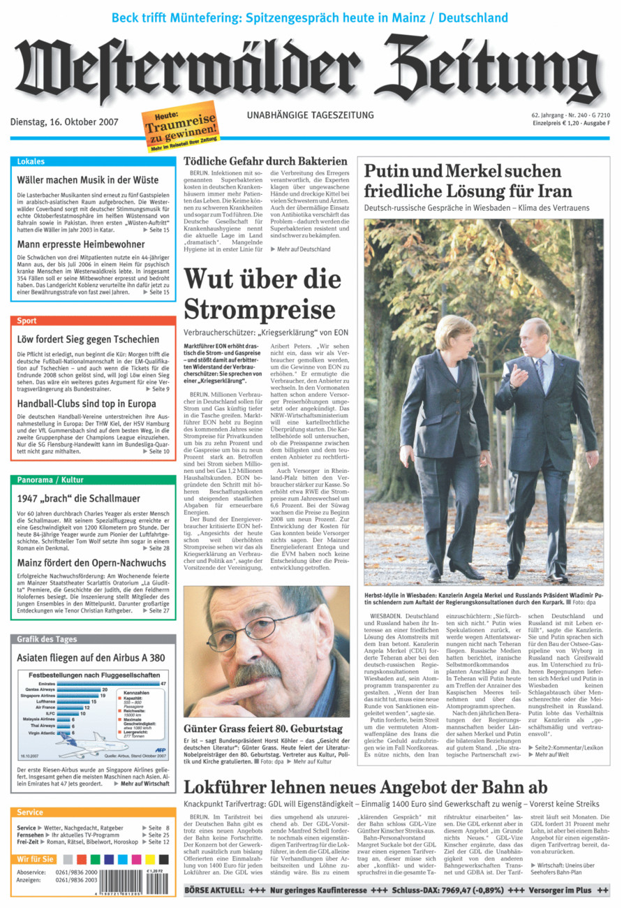 Westerwälder Zeitung vom Dienstag, 16.10.2007