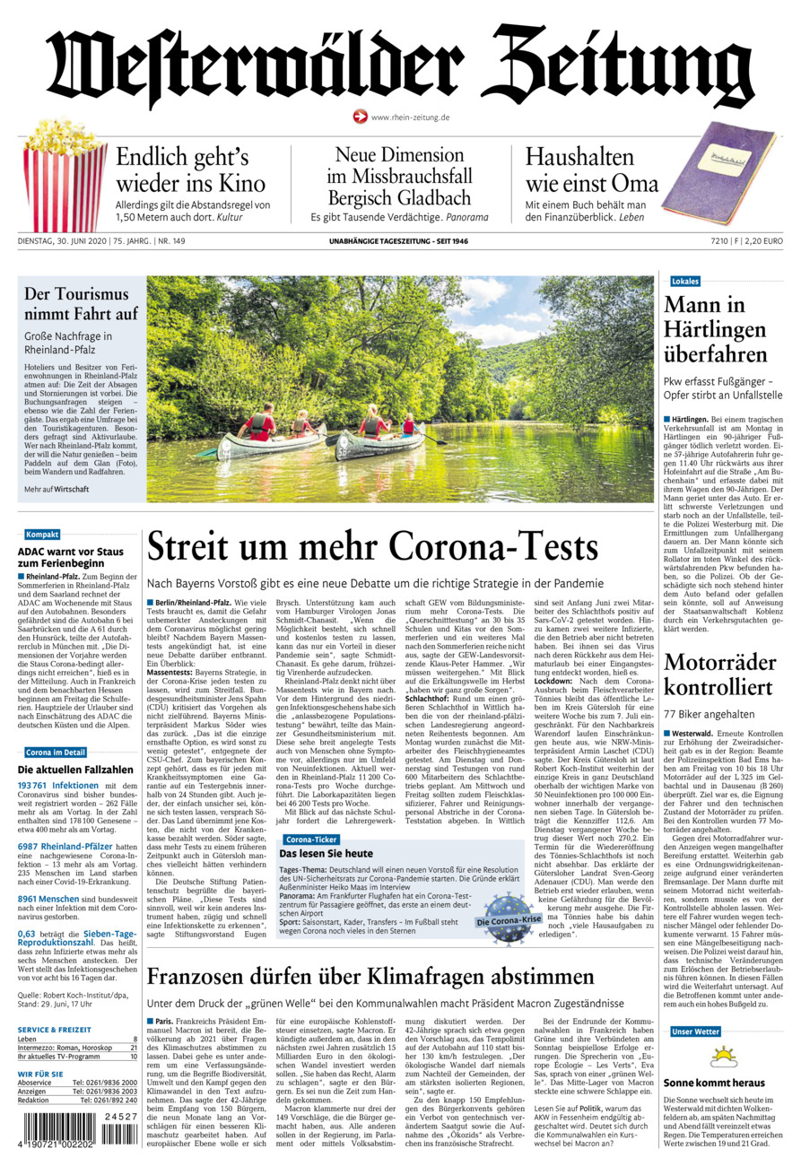 Westerwälder Zeitung vom Dienstag, 30.06.2020