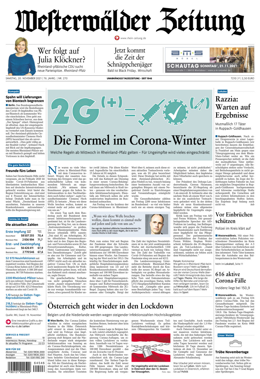 Westerwälder Zeitung vom Samstag, 20.11.2021