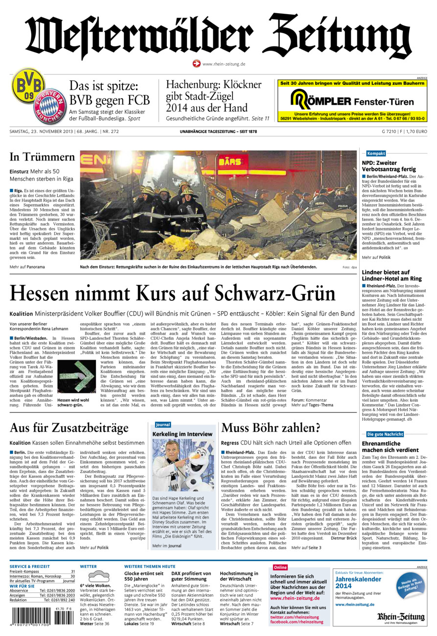Westerwälder Zeitung vom Samstag, 23.11.2013