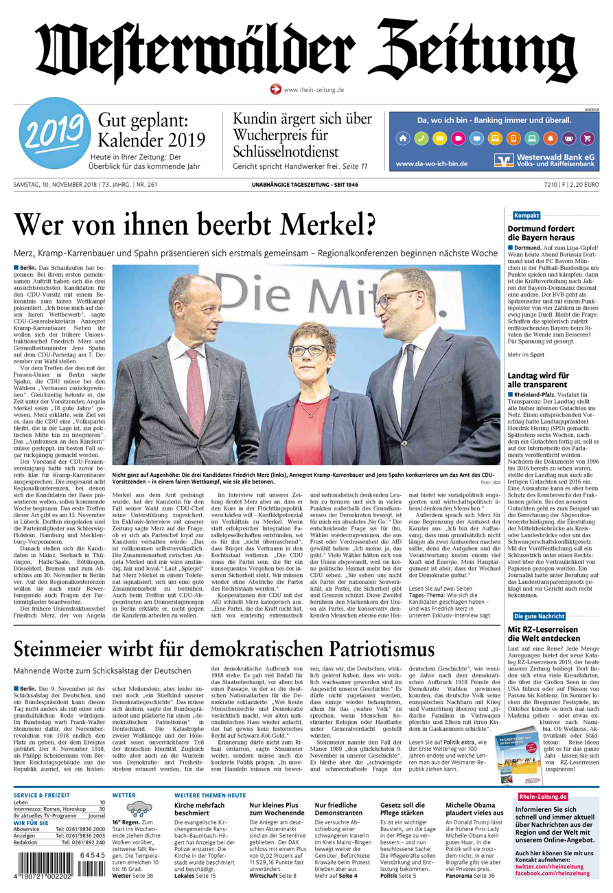 Westerwälder Zeitung vom Samstag, 10.11.2018
