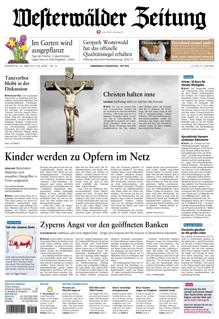 Westerwälder Zeitung vom Donnerstag, 28.03.2013