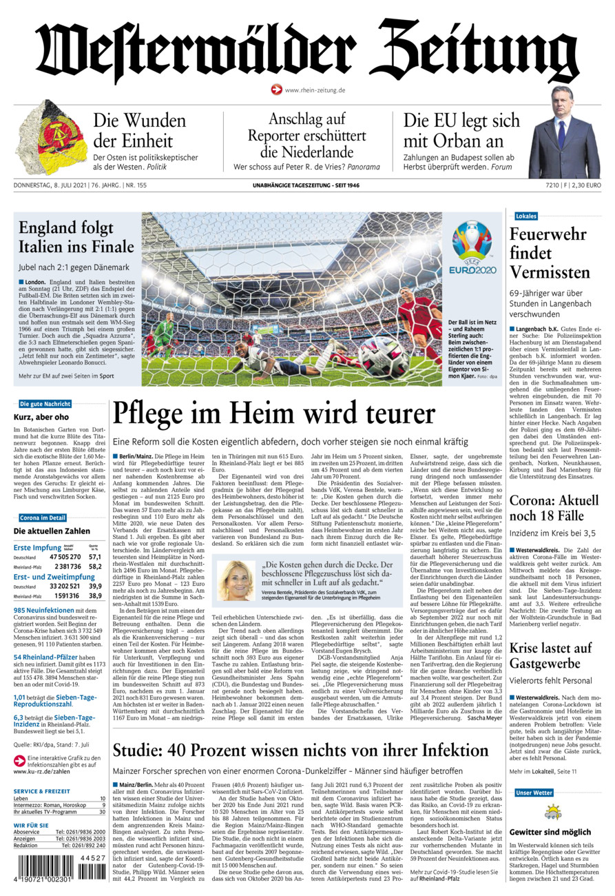 Westerwälder Zeitung vom Donnerstag, 08.07.2021