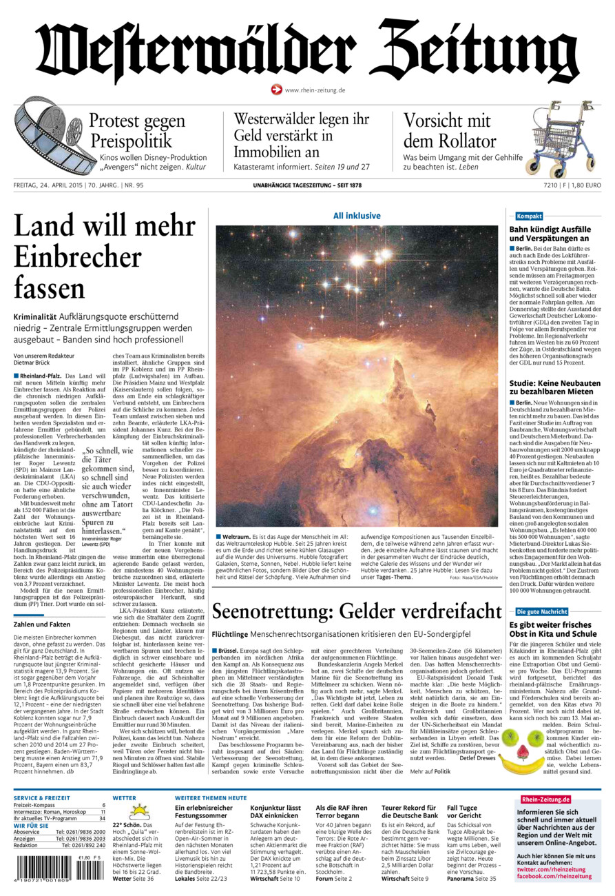 Westerwälder Zeitung vom Freitag, 24.04.2015