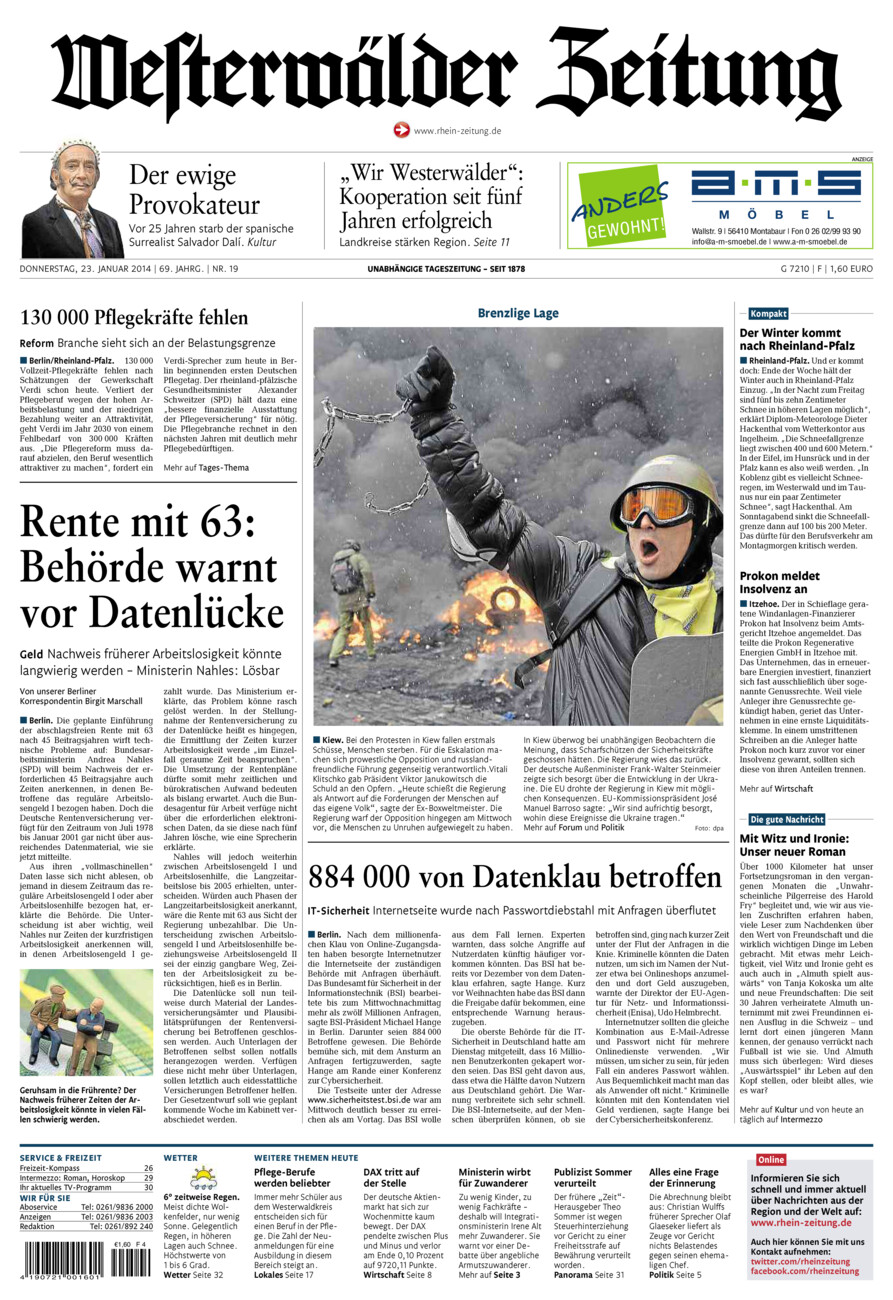 Westerwälder Zeitung vom Donnerstag, 23.01.2014