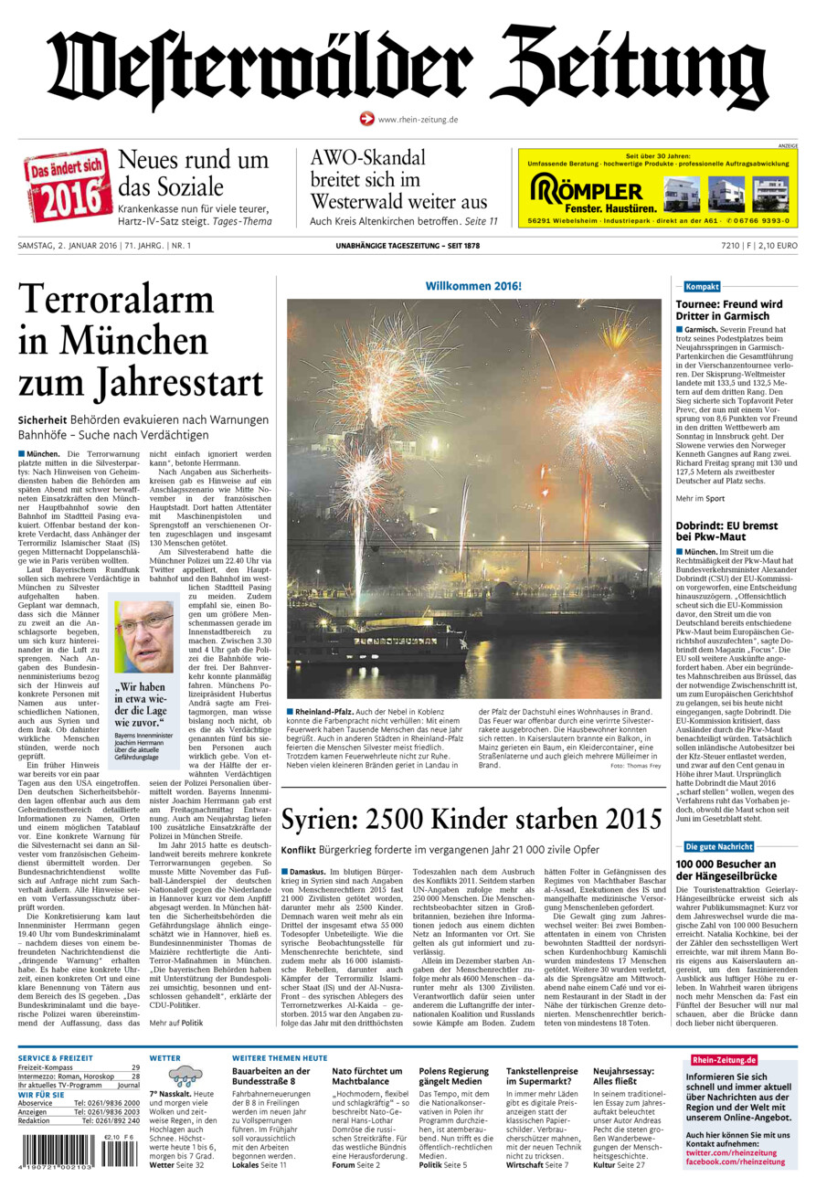 Westerwälder Zeitung vom Samstag, 02.01.2016