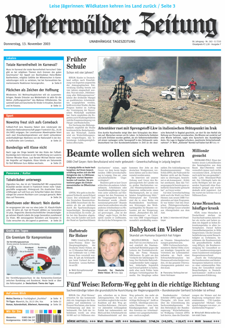 Westerwälder Zeitung vom Donnerstag, 13.11.2003