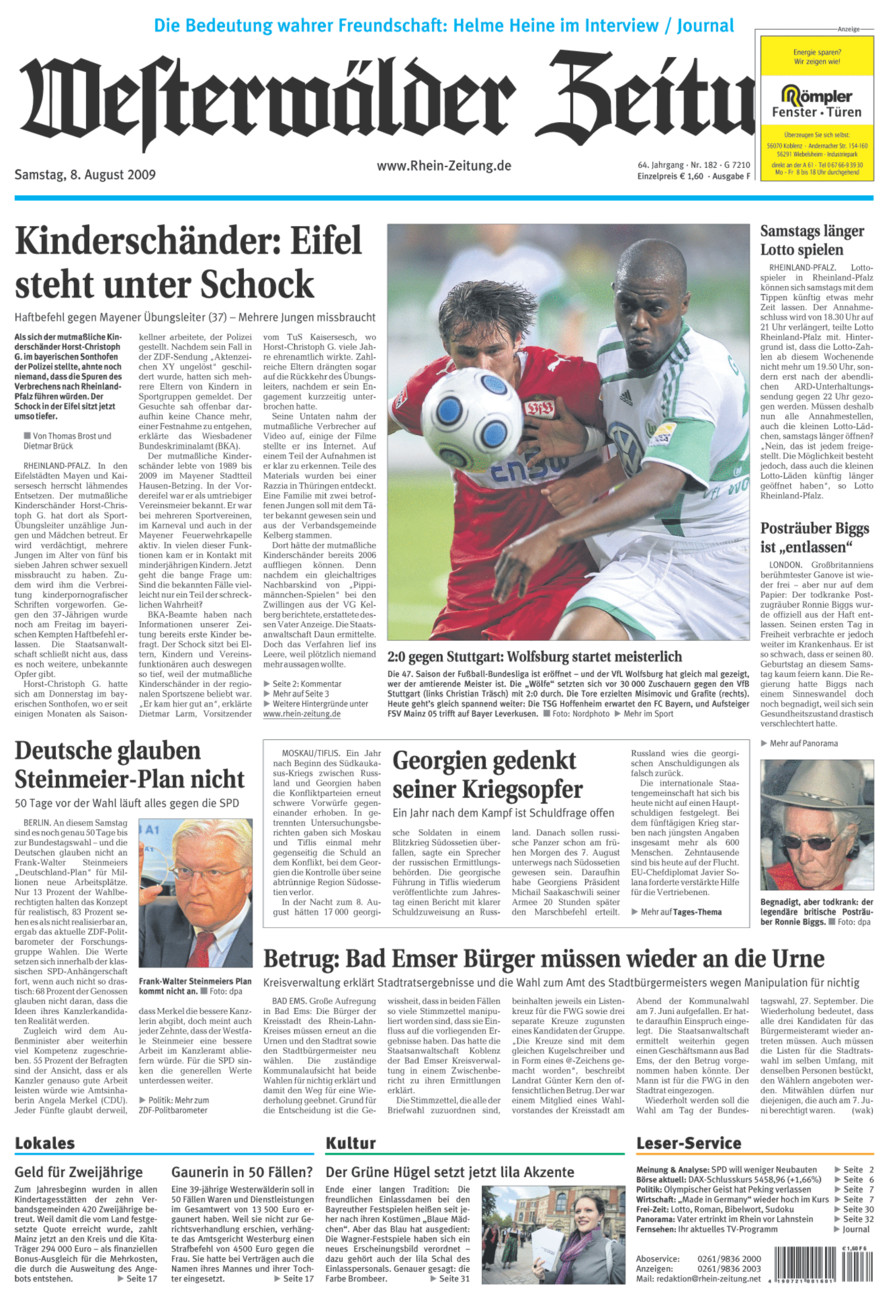 Westerwälder Zeitung vom Samstag, 08.08.2009
