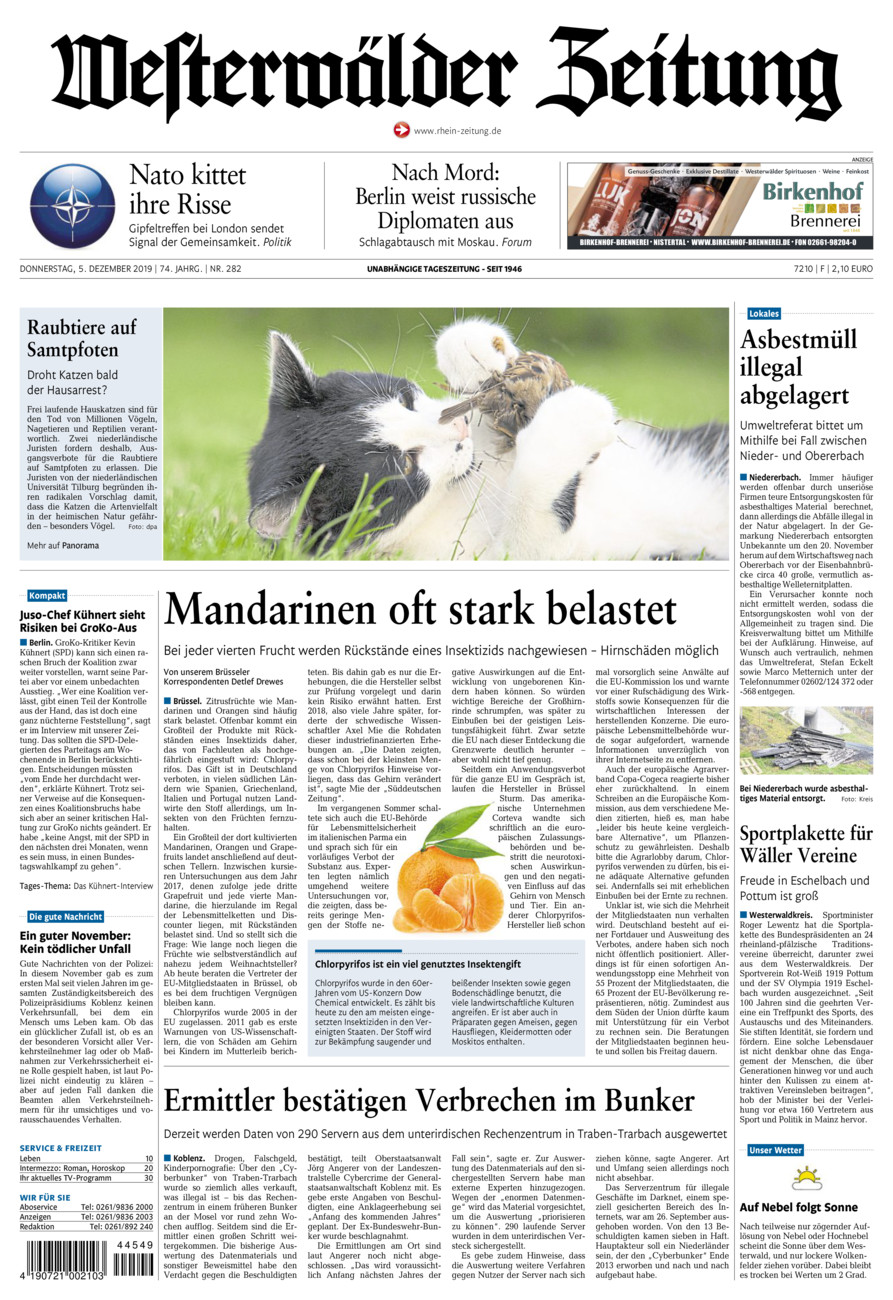 Westerwälder Zeitung vom Donnerstag, 05.12.2019
