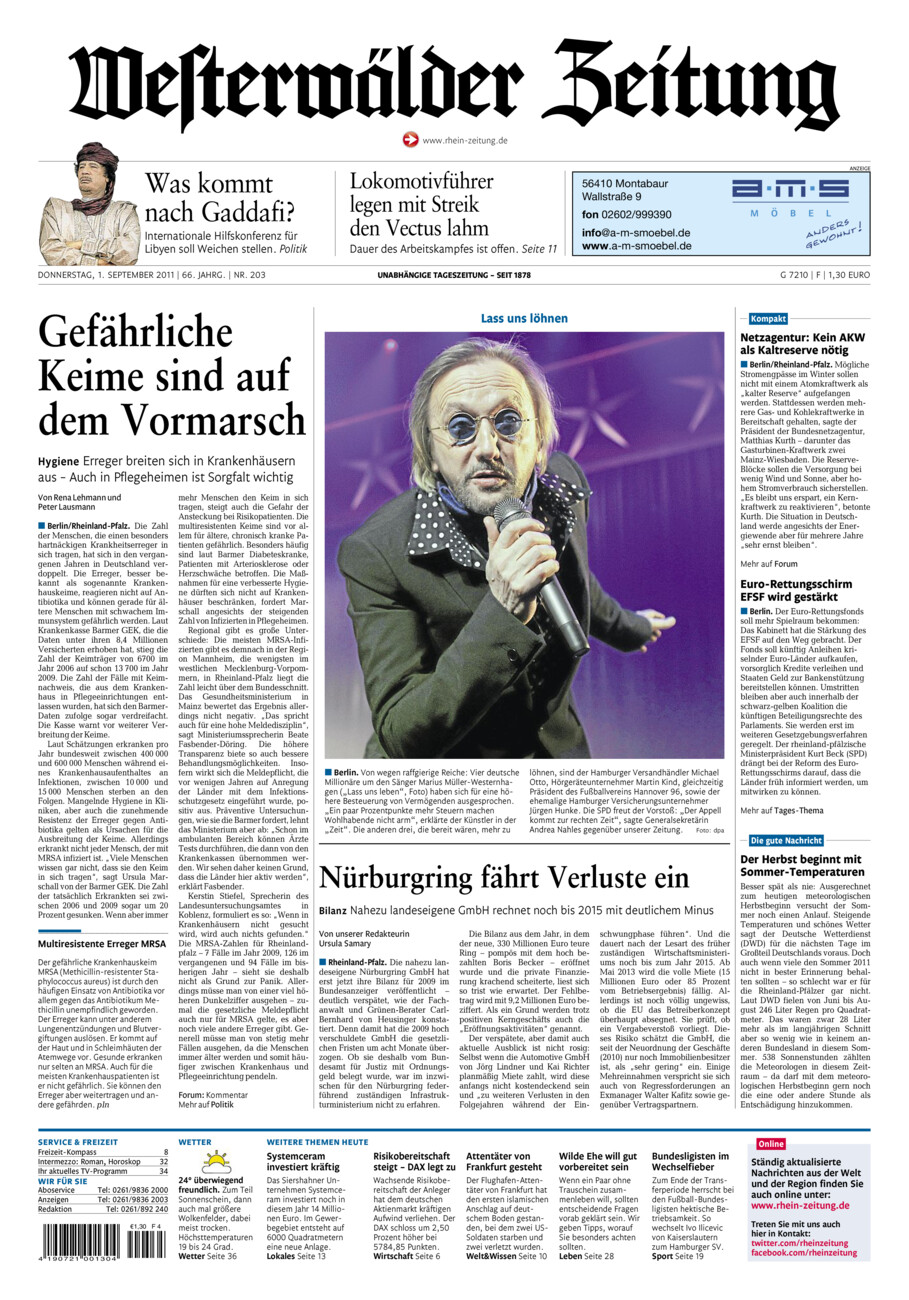 Westerwälder Zeitung vom Donnerstag, 01.09.2011