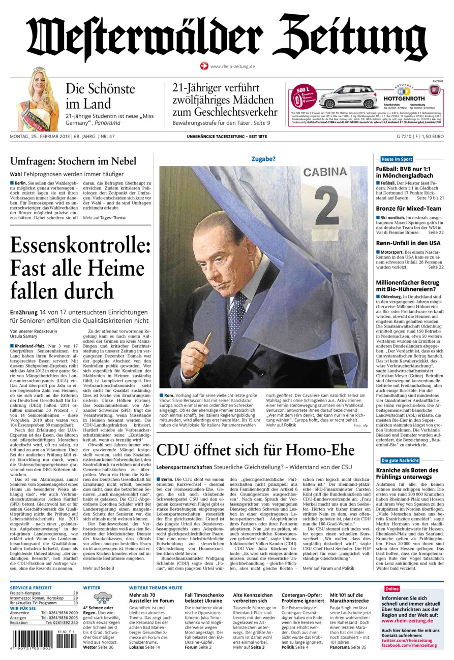 Westerwälder Zeitung vom Montag, 25.02.2013