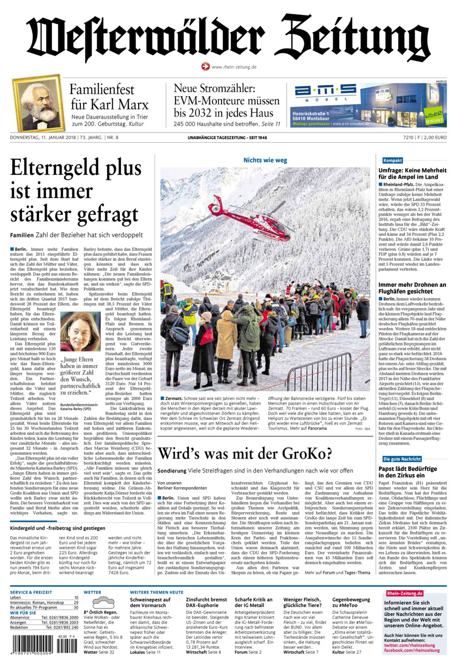 Westerwälder Zeitung vom Donnerstag, 11.01.2018