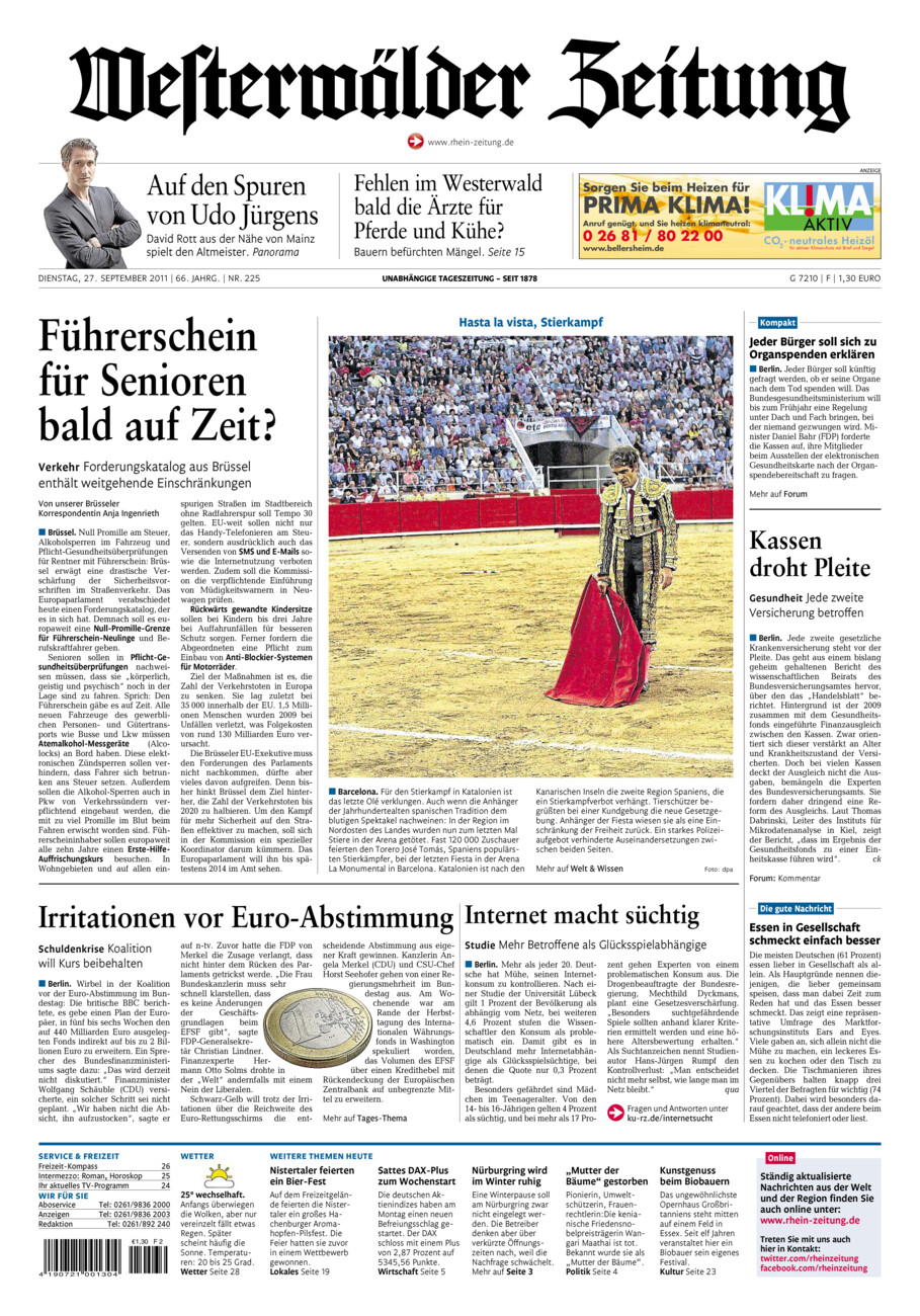 Westerwälder Zeitung vom Dienstag, 27.09.2011