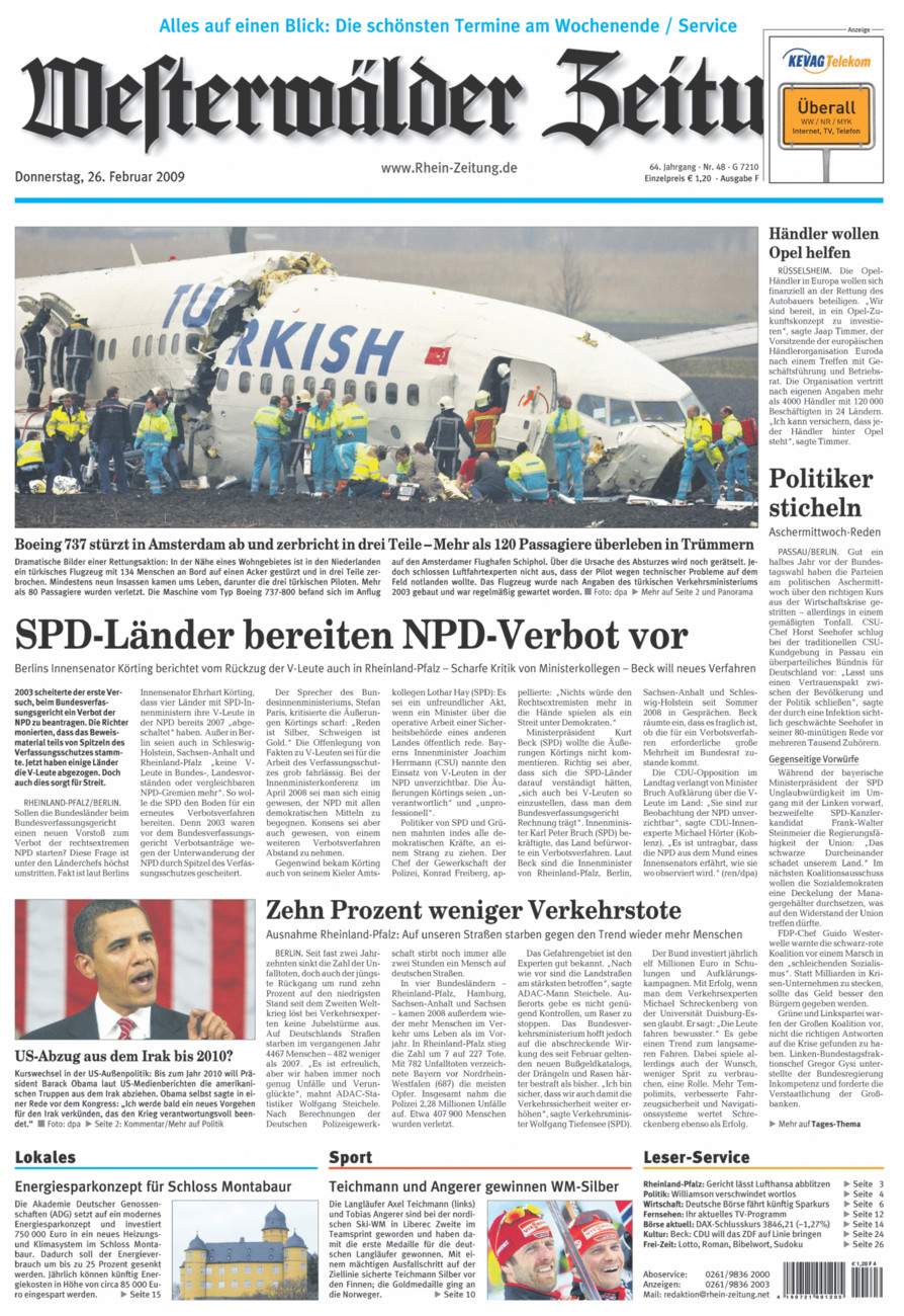 Westerwälder Zeitung vom Donnerstag, 26.02.2009