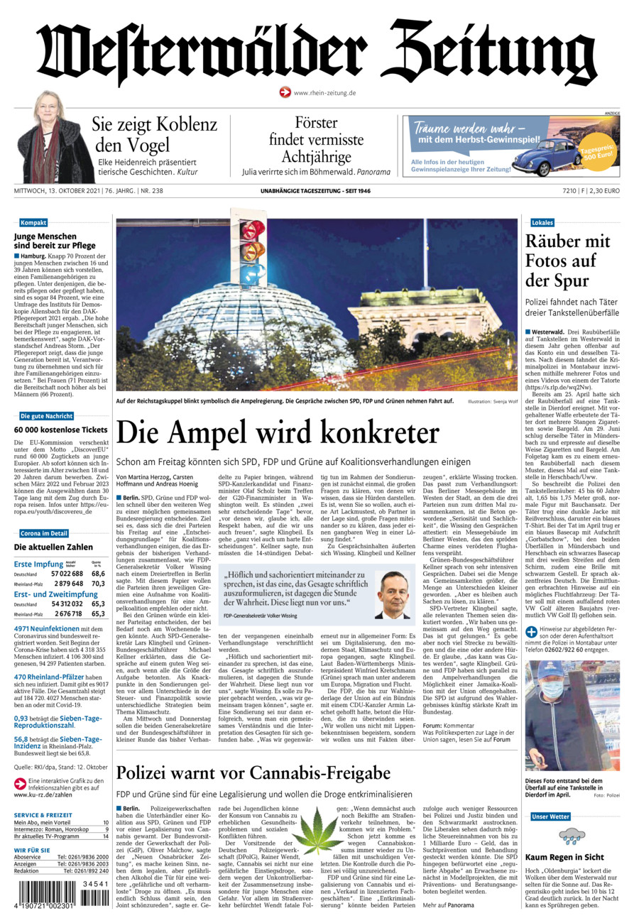 Westerwälder Zeitung vom Mittwoch, 13.10.2021