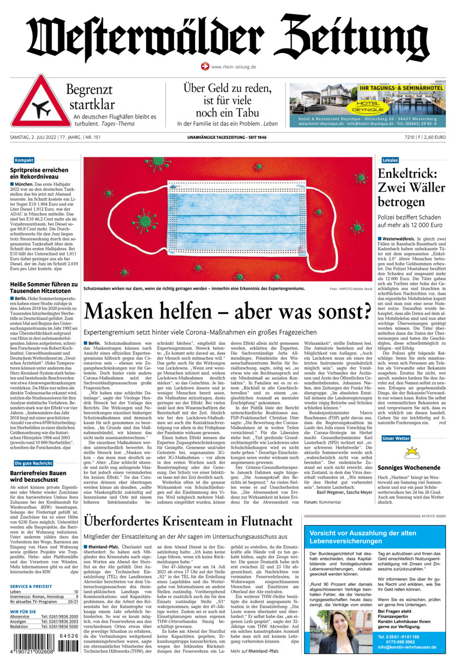 Westerwälder Zeitung vom Samstag, 02.07.2022