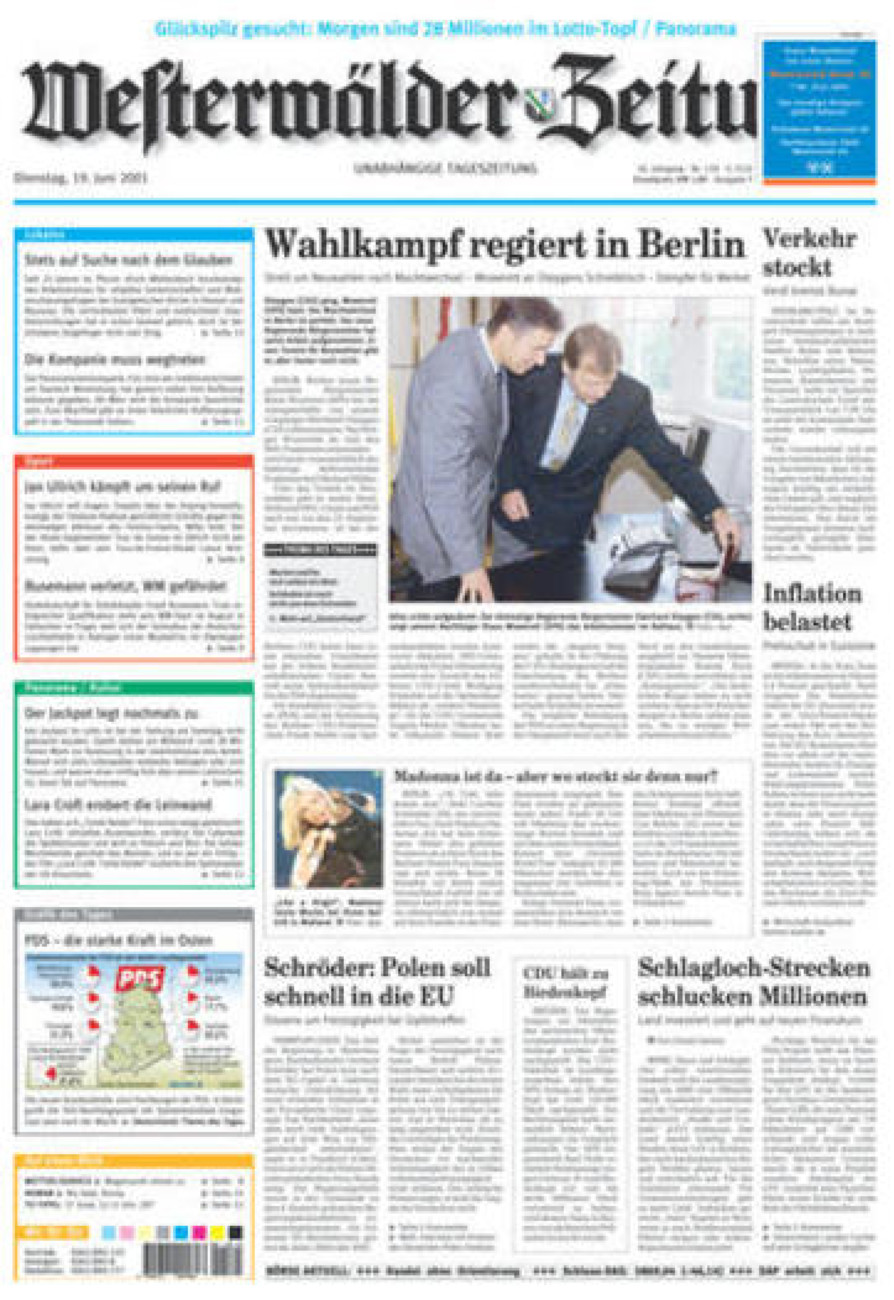 Westerwälder Zeitung vom Dienstag, 19.06.2001