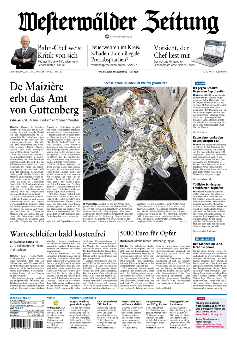 Westerwälder Zeitung vom Donnerstag, 03.03.2011