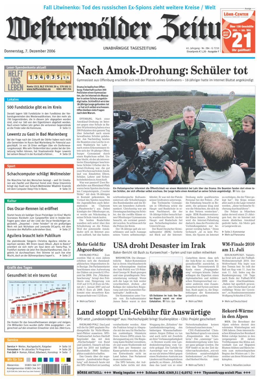 Westerwälder Zeitung vom Donnerstag, 07.12.2006