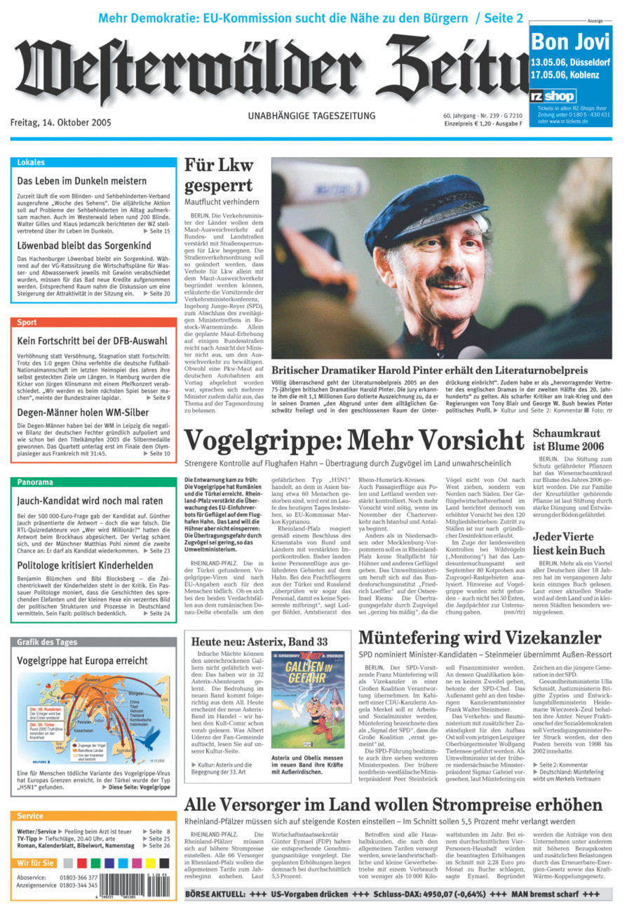 Westerwälder Zeitung vom Freitag, 14.10.2005