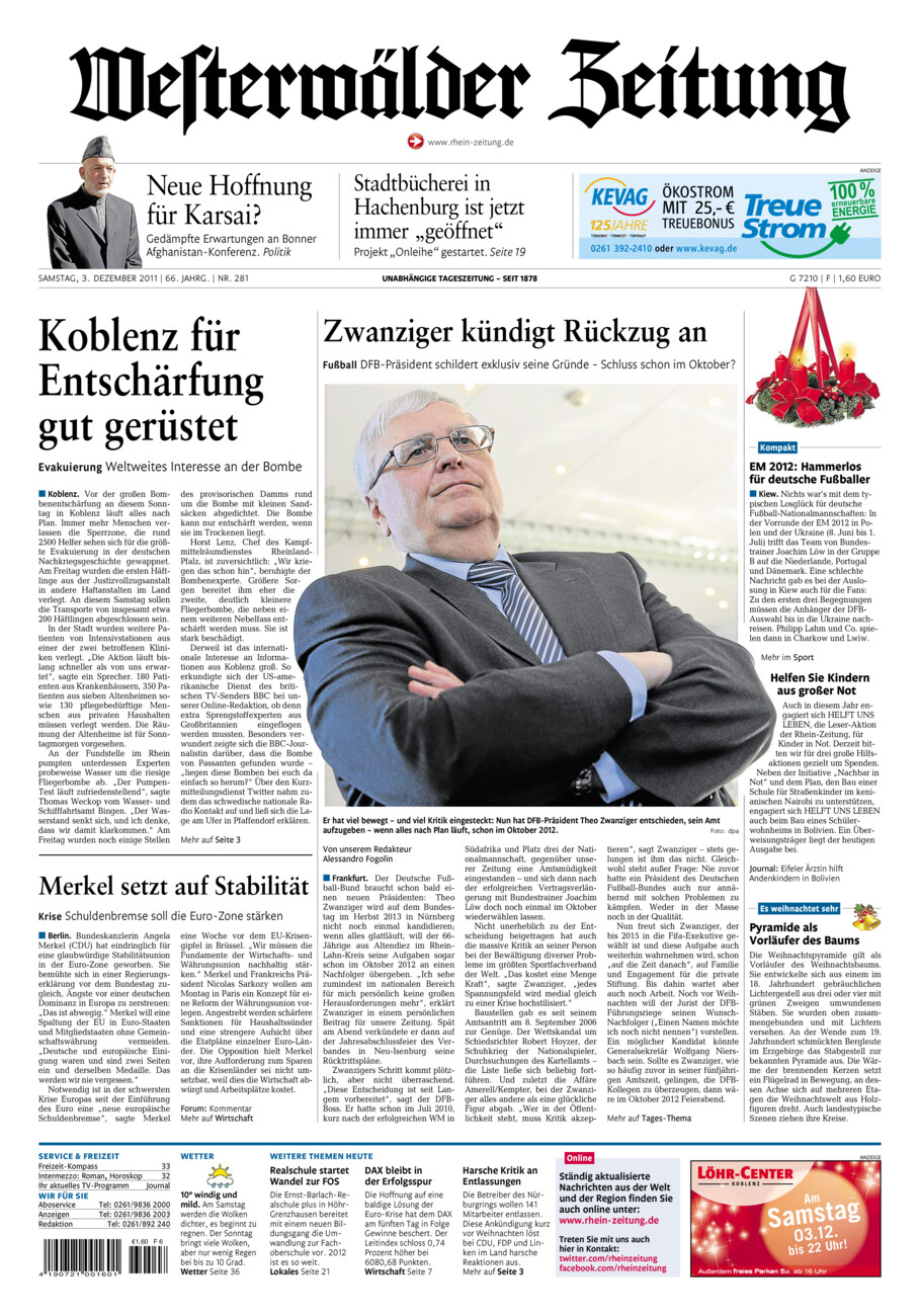 Westerwälder Zeitung vom Samstag, 03.12.2011