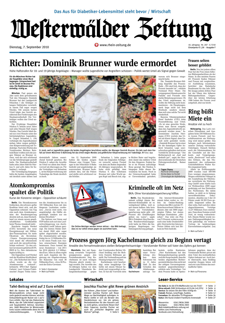 Westerwälder Zeitung vom Dienstag, 07.09.2010