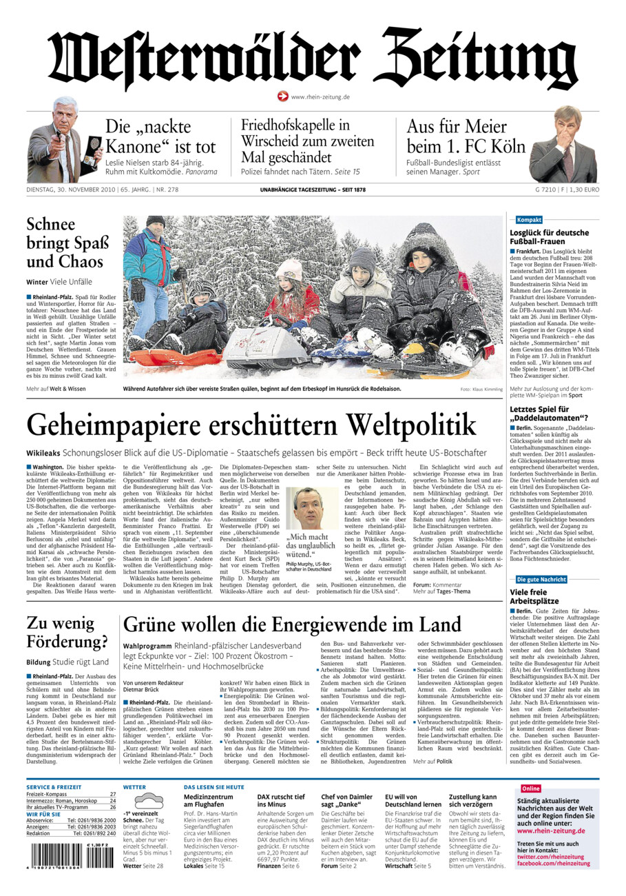 Westerwälder Zeitung vom Dienstag, 30.11.2010