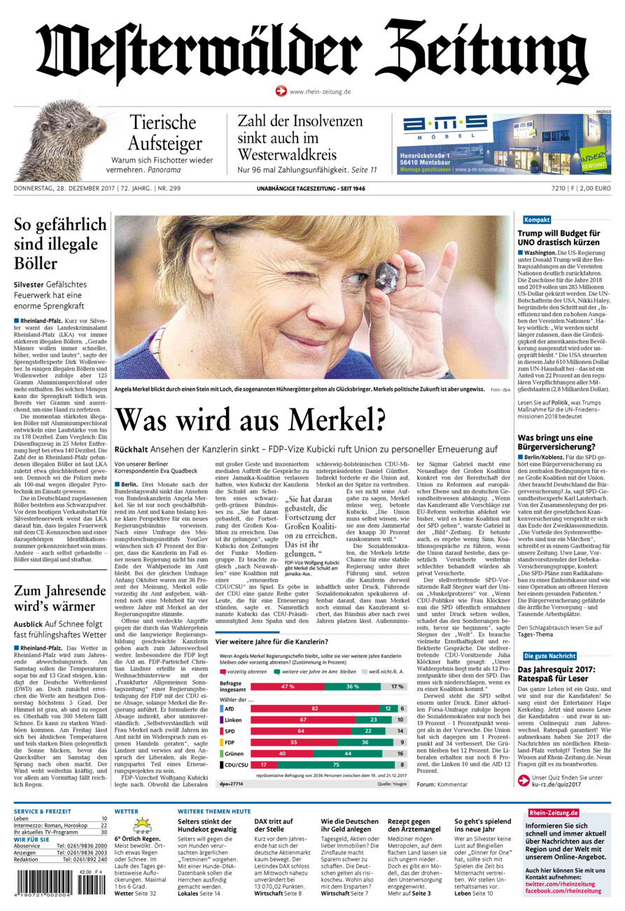 Westerwälder Zeitung vom Donnerstag, 28.12.2017