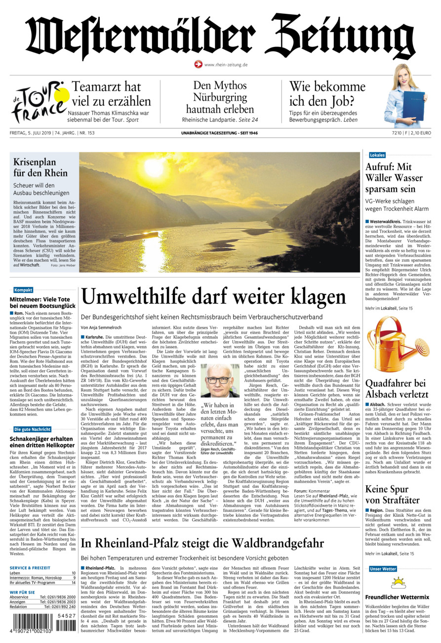 Westerwälder Zeitung vom Freitag, 05.07.2019