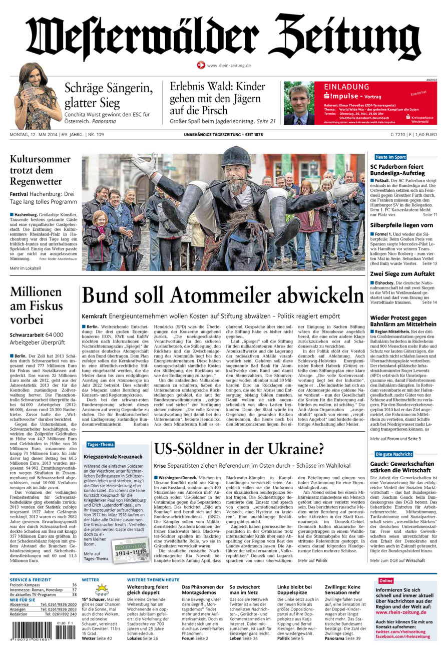 Westerwälder Zeitung vom Montag, 12.05.2014