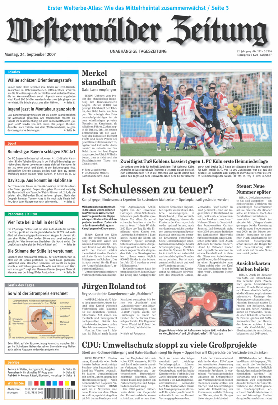 Westerwälder Zeitung vom Montag, 24.09.2007