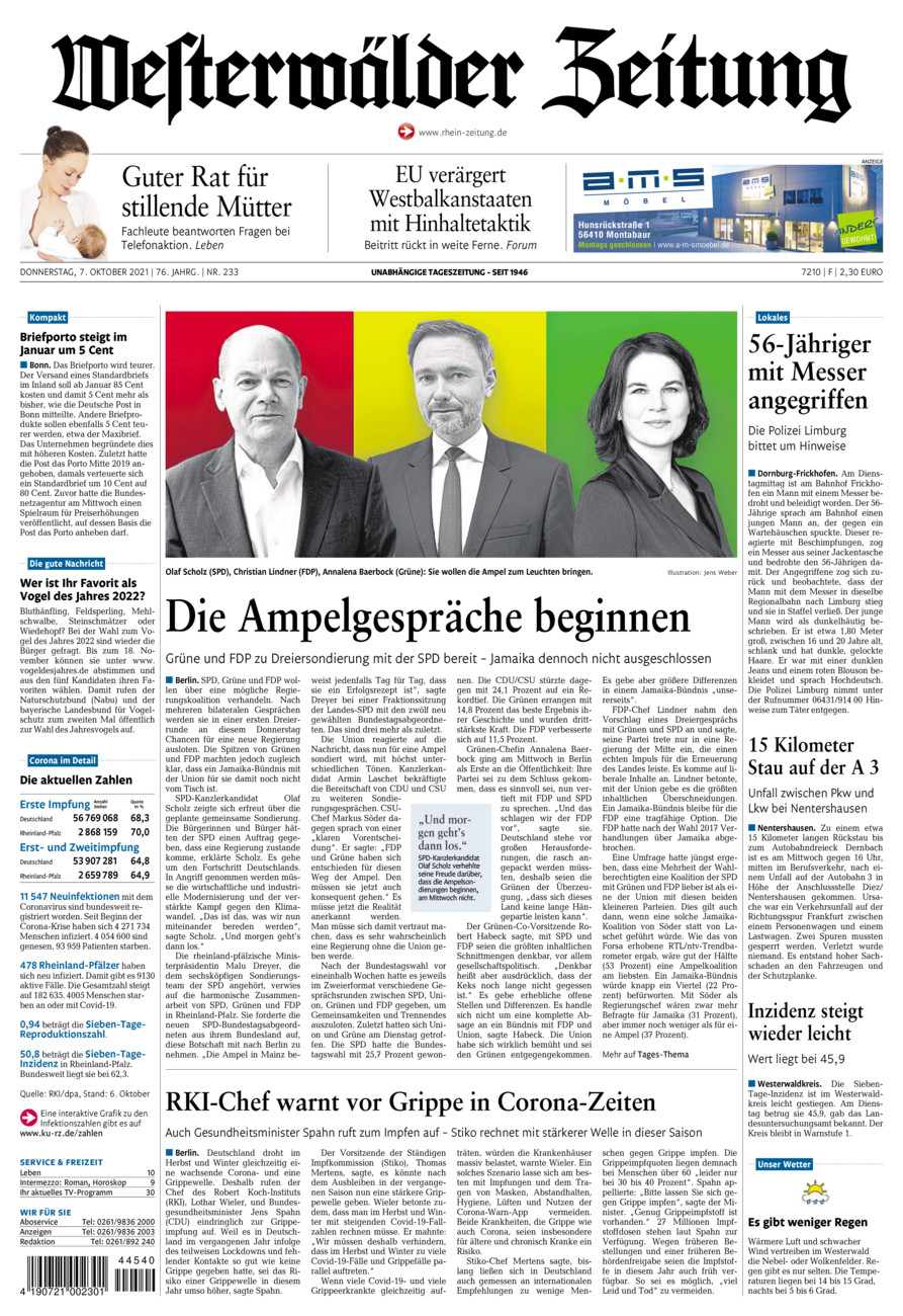 Westerwälder Zeitung vom Donnerstag, 07.10.2021