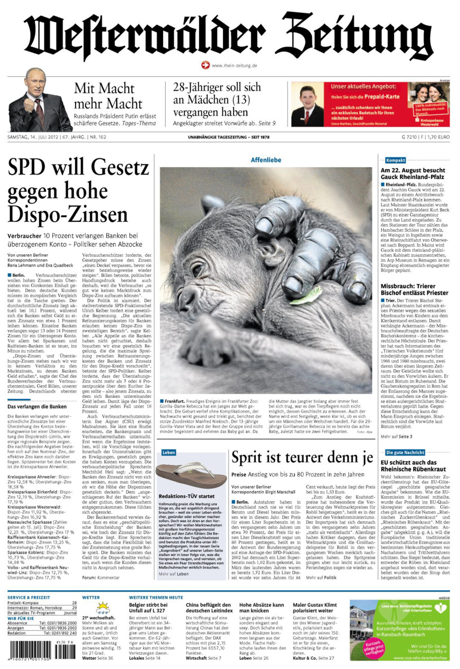 Westerwälder Zeitung vom Samstag, 14.07.2012