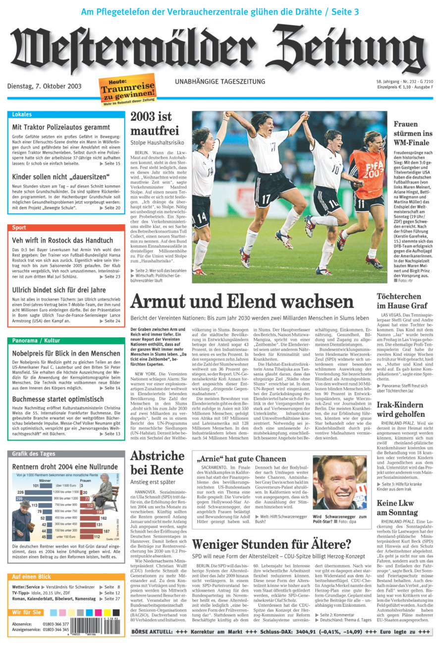Westerwälder Zeitung vom Dienstag, 07.10.2003