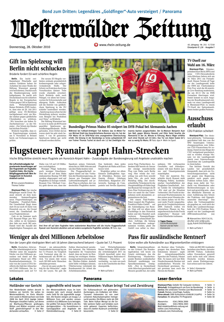Westerwälder Zeitung vom Donnerstag, 28.10.2010