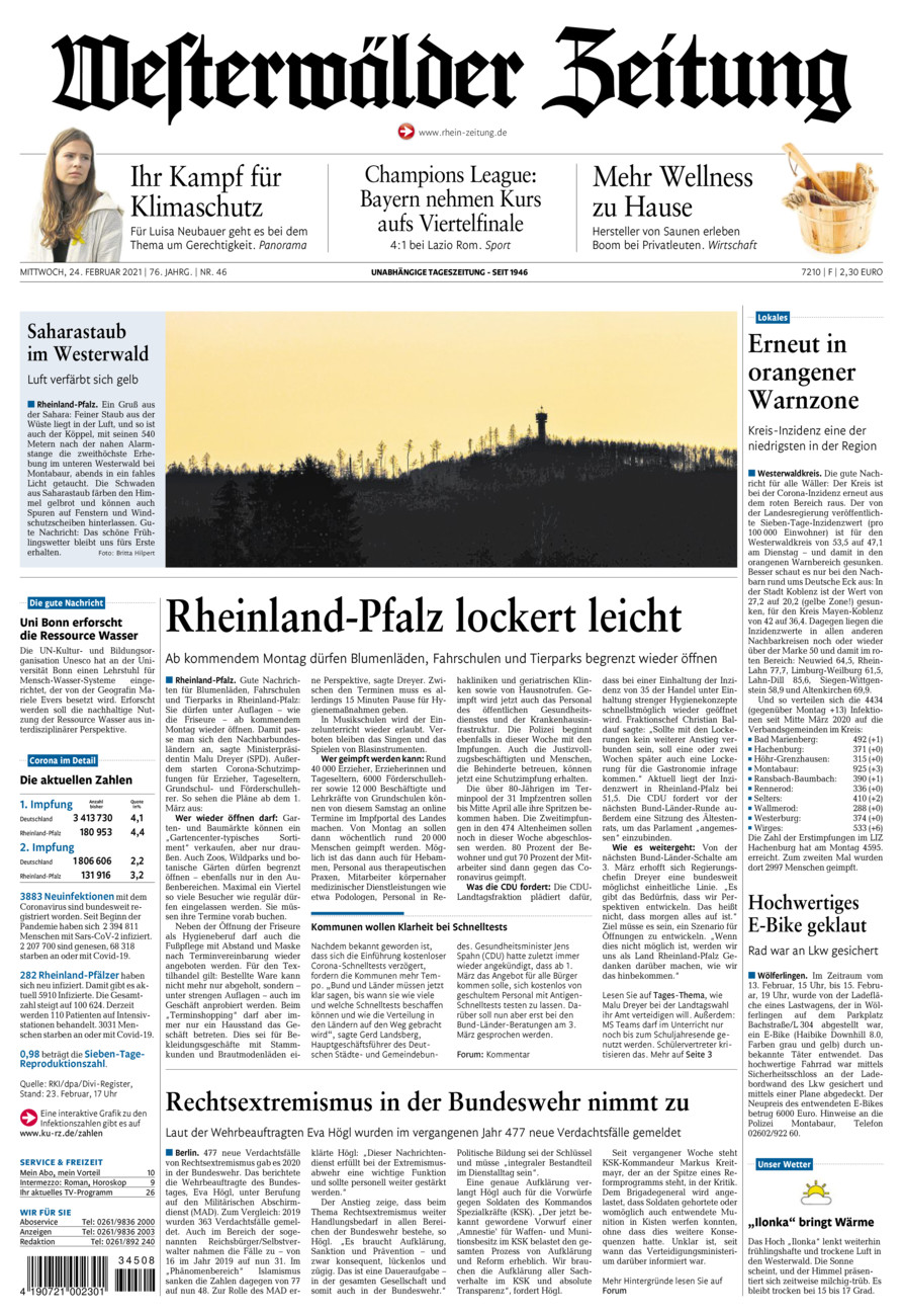 Westerwälder Zeitung vom Mittwoch, 24.02.2021