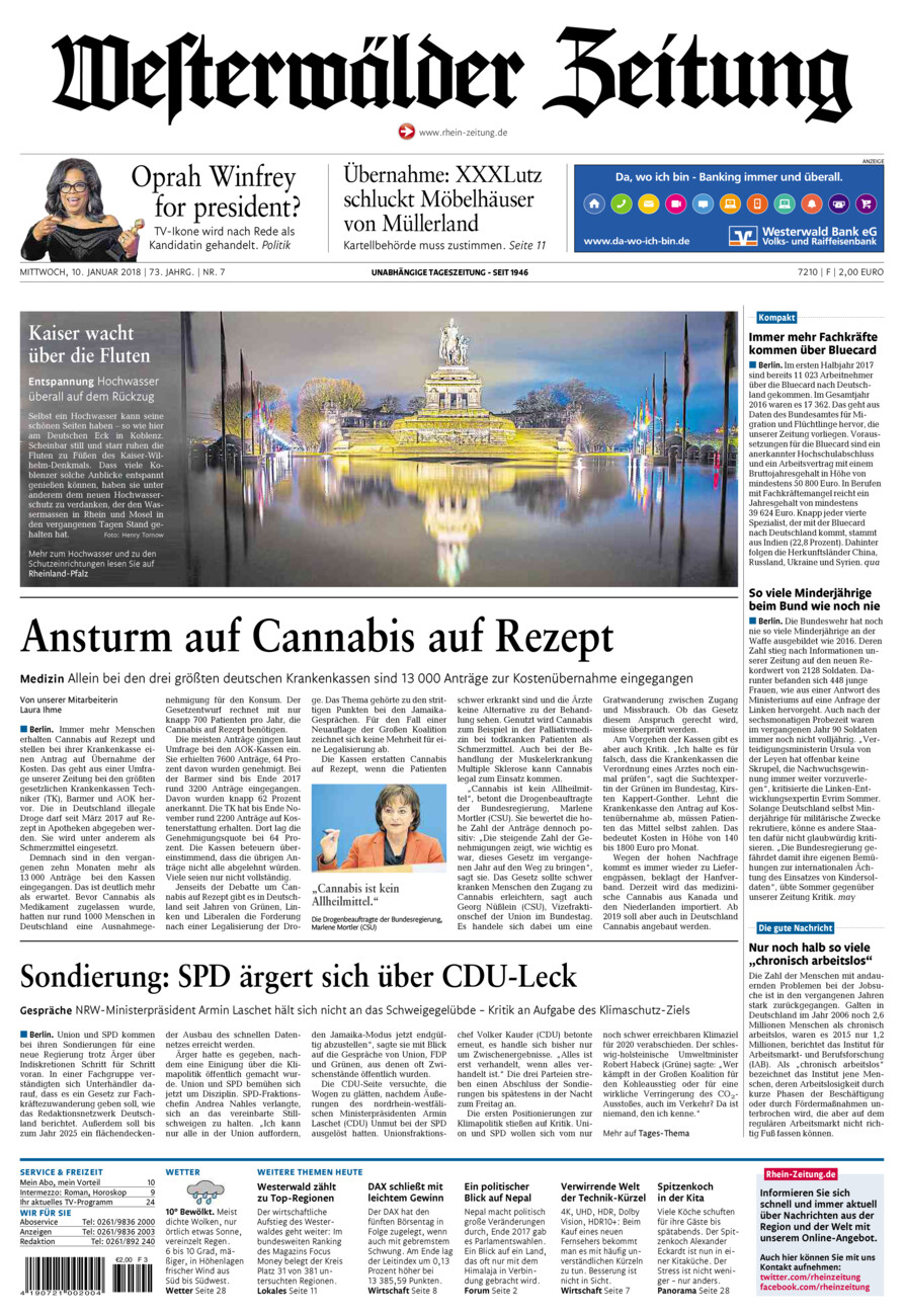 Westerwälder Zeitung vom Mittwoch, 10.01.2018