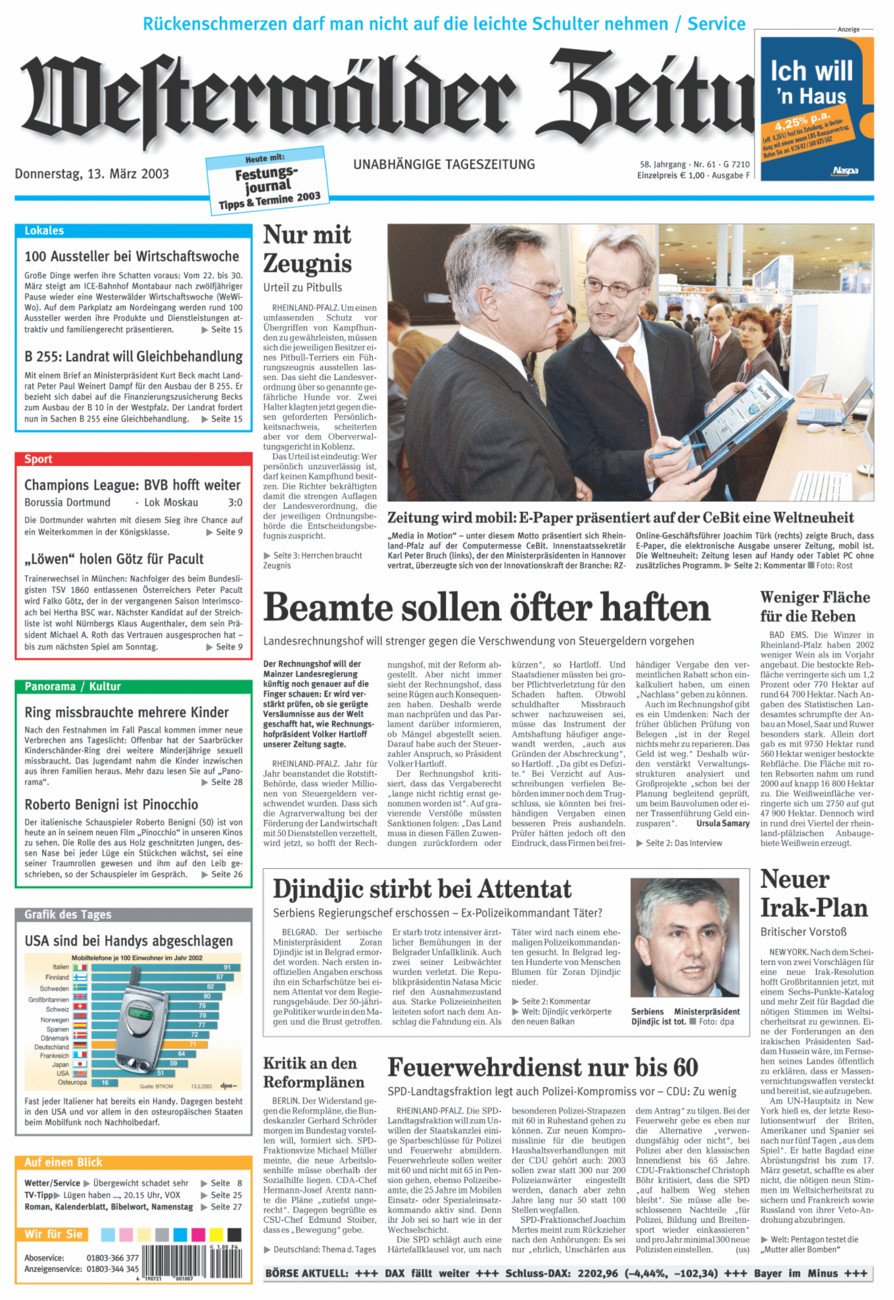 Westerwälder Zeitung vom Donnerstag, 13.03.2003