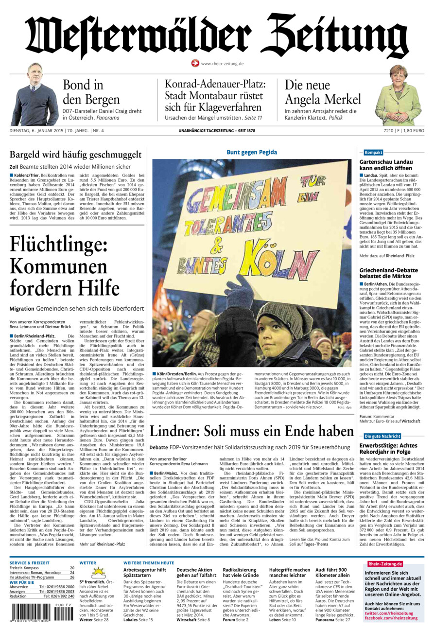 Westerwälder Zeitung vom Dienstag, 06.01.2015
