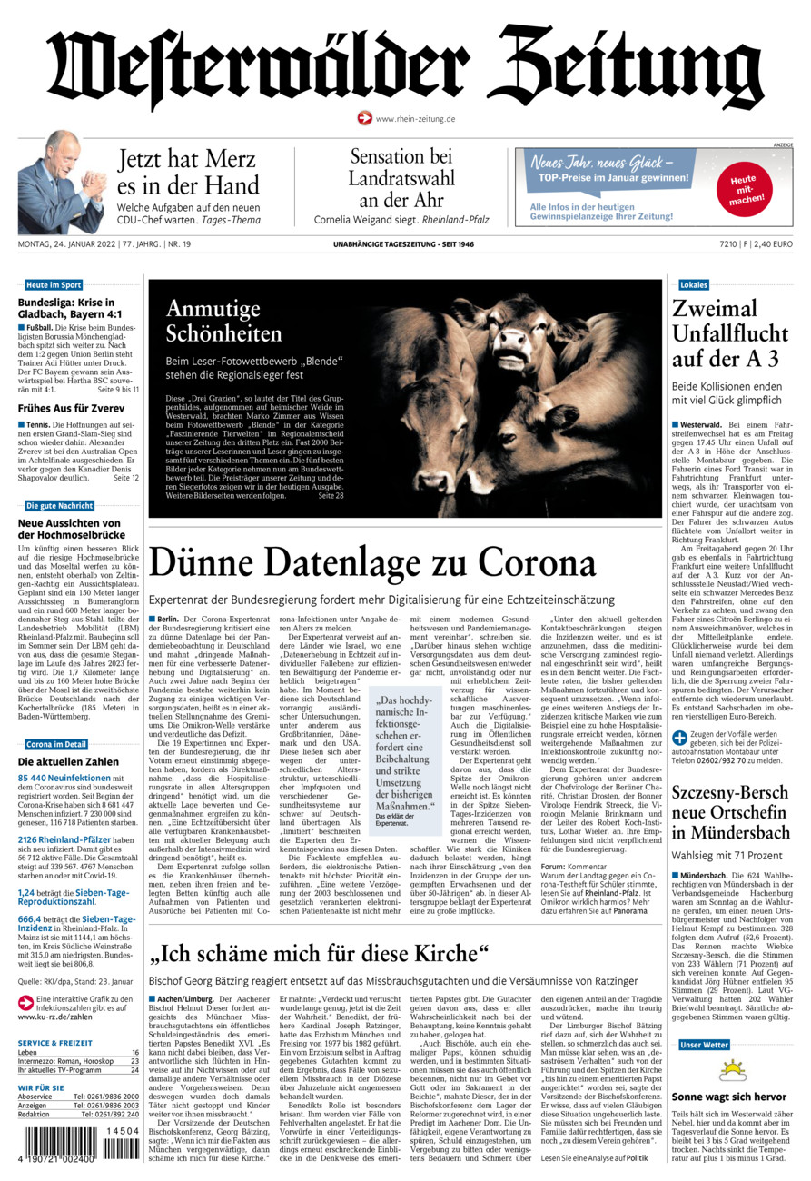 Westerwälder Zeitung vom Montag, 24.01.2022