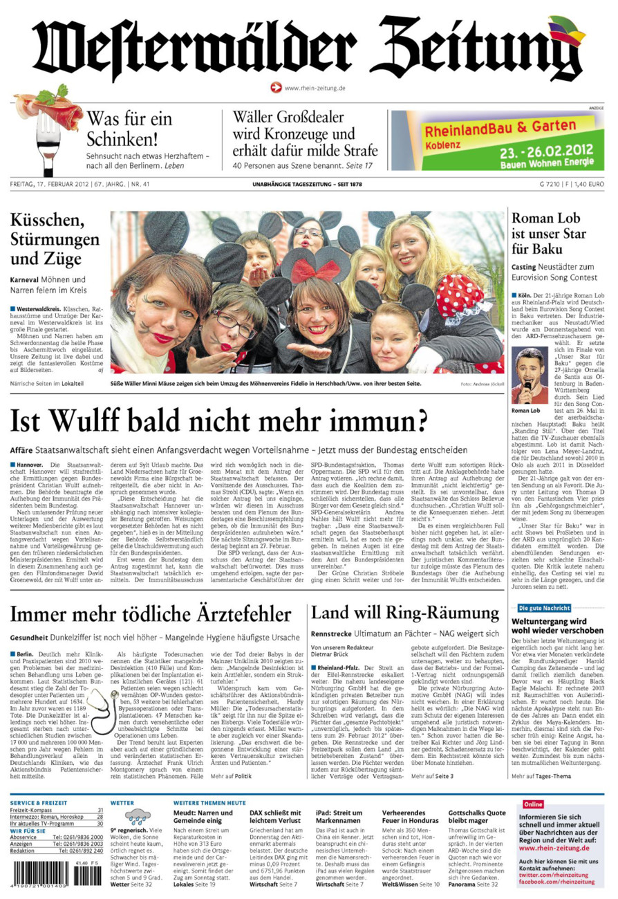 Westerwälder Zeitung vom Freitag, 17.02.2012